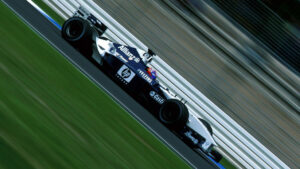 Juan Pablo Montoya racing his Williams BMW FW24