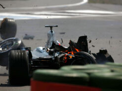 Crashed Kimi Raikkonen McLaren MP4-18, 2003 German F1 GP