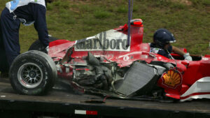 La voiture F1 écrasée de Michael Schumacher
