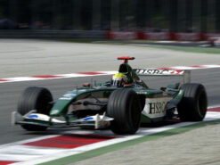Mark Webber racing at Monza with his Jaguar R4 (2003)