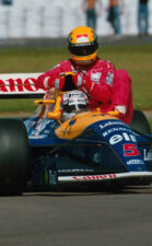 Ayrton Senna getting a lift of Nigel Mansell on his Williams FW14B Renault (1992)