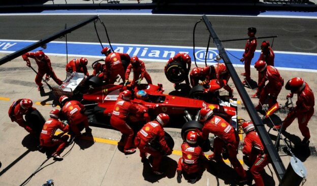 F1 analysis: 204 fewer pitstops in 2012 Formula 1 season 1 Ferrari F2012 pitstop