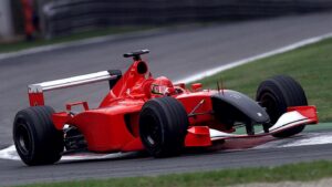 Schumacher driving with black nose at Italy after 911