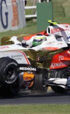 Giancarlo Fishichella flies with his Force India