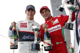 Kamui Kobayashi i Felipe Massa Podium Japonia