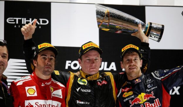 Hulkenberg: F1 2012's top three drivers deserve equal praise 1 Alonso, Raikkonen and Vettel on the podium: 2012 Abu Dhabi F1 GP