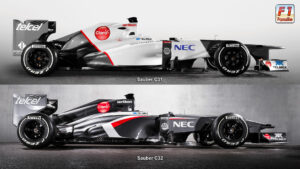 Sauber C32 side view comparison