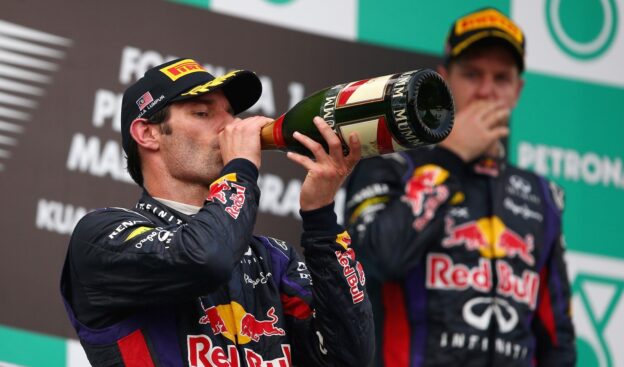 Horner: Red Bull not ready for 2014 F1 driver news 1 Mark Webber & Sebastian Vettel on the podium at Malaysia