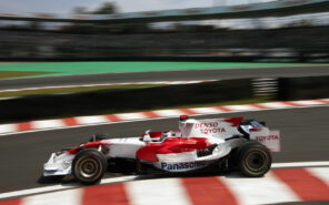 Jarno Trulli racing the Toyota TF108 at Interlagos Brazil