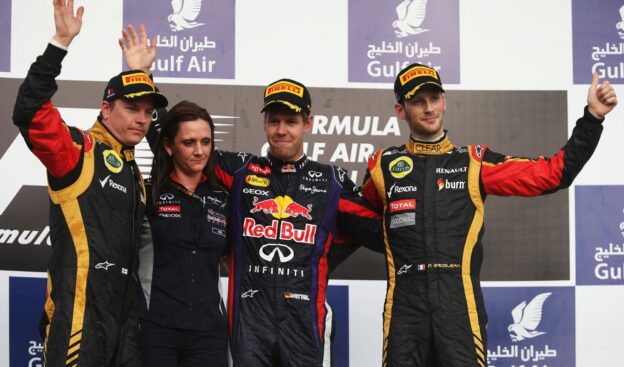 Eager Sebastian Vettel wins Bahrain F1 GP 1 2013 Bahrain F1 GP Podium: 1. Vettel 2. Raikkonen 3. Grosjean