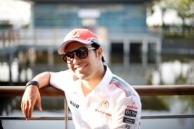 Sergio Perez in the paddock.