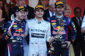 2013 Monaco podium: 1. Rosberg 2. Vettel 3. Webber