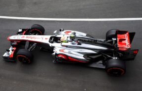 Sergio Perez in action
