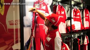 Alonso visit at the Ferrari Store in Maranello Italy