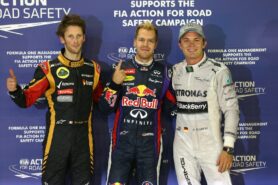 Top 3-Qualifikanten: 1. Vettel 2. Rosberg 3. Grosjean