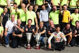 Red Bull team celebration after 1st and 3rd place