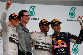 2014 Malaysia podium: 1. Hamilton 2. Rosberg 3. Vettel