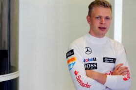 Kevin Magnussen in the garage