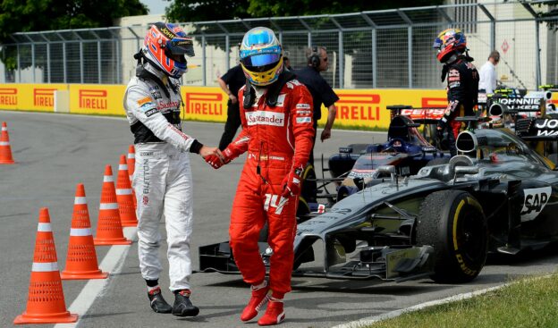 Brundle: Alonso wants Button as team-mate 1 Jenson Button congratulates Fernando Alonso