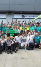 Mercedes F1 team celebration after 1-2 finish in Austria