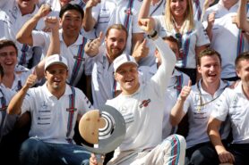 Bottas and Williams team celebration after podium in Austria