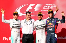 2014 USA podium: 1. Hamilton 2. Rosberg 3. Ricciardo