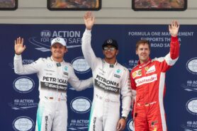 2015 China GP Top 3 Qualifikanten: 1. Vettel 2. Rosberg 3. Vettel