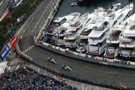 Hamilton & Rosberg driving the Mercedes W06 at Monaco