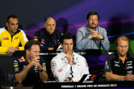 Cyril Abiteboul, Franz Tost, Paul Hembery, Christian Horner, Toto Wolff and Bob Fernley (L-R)