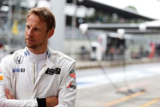 Jenson Button in the pitlane.