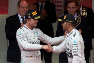 Lewis Hamilton congratulates Nico Rosberg