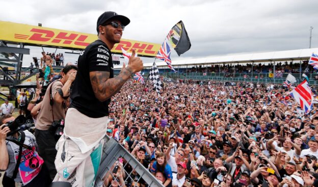 ON REFLECTION- Britain 1 Lewis Hamilton after his 2015 British GP win