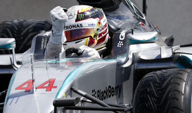 Lewis Hamilton wins