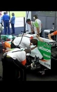 Der Force India F1 Das Auto des Teams wird für den Aero-Test vorbereitet