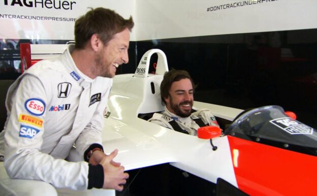 Driving the MP4/4 – Jenson and Fernando reaction 1 Driving the MP4/4 – Jenson and Fernando reaction