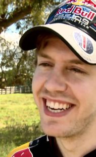 F1 champion Sebastian Vettel shears sheep - Australia