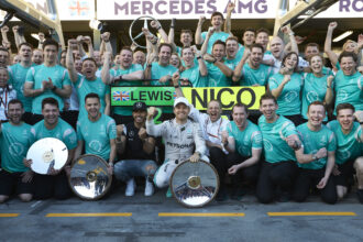 Mercedes celebrates their 1-2 finish