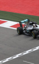Lewis Hamilton driving in his Mercedes W07 at Sochi Street Circuit in Russia
