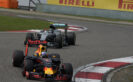 Daniel Ricciardo, Red Bull RB12 leads Nico Rosberg, Mercedes W07