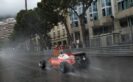 Sebastian Vettel driving his Ferrari SF16-H at a wet Monaco