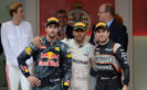 2016 Monaco podium: 1. Hamilton, 2. Ricciardo, 3. Perez
