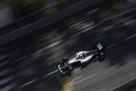 Lewis Hamilton drives his Mercedes W07 at Monaco
