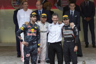 2016 Monaco podium: 1. Hamilton 2. Ricciardo 3. Perez
