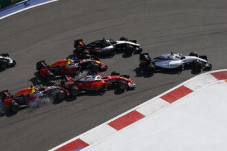 Daniil Kvyat (Red Bull) crashes into Sebastian Vettel (Ferrari)