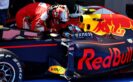Sebastian Vettel congratulates Max Verstappen on his first F1 win
