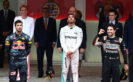 2016 Monaco podium: 1. Lewis Hamilton, Mercedes AMG F1, 2. Daniel Ricciardo,Red Bull Racing, 3. Sergio Perez, Sahara Force India F1