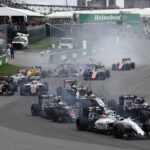 Circuit Gilles Villeneuve, Montréal, Canada. Dimanche 12 juin 2016. Felipe Massa, Williams FW38 Mercedes, devance Fernando Alonso, McLaren MP4-31 Honda, Jenson Button, McLaren MP4-31 Honda, Sergio Pérez, Force India VJM09 Mercedes et le reste du peloton au départ. Photo : Glenn Dunbar/Williams réf : Image numérique _V2I4661