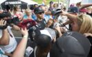 Lewis Hamilton interviewed by journalist at Austrian GP 2016