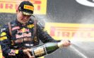 Max Verstappen of Netherlands and Red Bull Racing celebrates on the podium during the Formula One Grand Prix of Austria at Red Bull Ring.