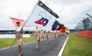 Grid girl and flag of Daniil Kvyat of Scuderia Toro Rosso